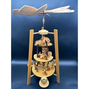 Bell Pyramid Birth of Christ Natural Folk Art Erzgebirge Three Wise Men